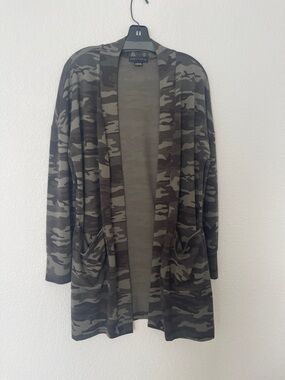 Sanctuary Olive Green Camouflage long Cardigan with Black Label